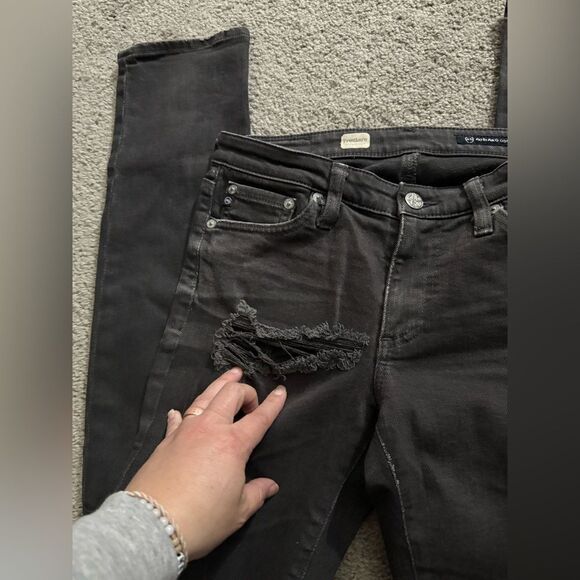 Ag Adriano Goldschmid Premium Skinny Jeans Distressed Black Size 26 T - Picture 3 of 8